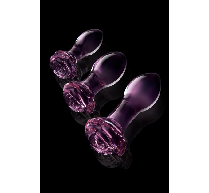 Набір анальних пробок DreamToys Glaze Glass Rosebud скляний, рожевий, 3 шт.
