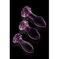 Набір анальних пробок DreamToys Glaze Glass Rosebud скляний, рожевий, 3 шт.