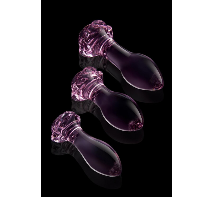Набір анальних пробок DreamToys Glaze Glass Rosebud скляний, рожевий, 3 шт.