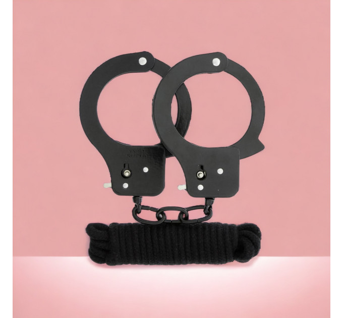 Набор наручники и бондаж Bondx Metal Cuffs & Love, черный