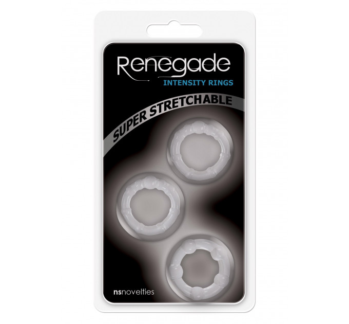 Набор эрекционных колец с рельефом NS Novelties Renegade Intensity, прозрачные, 3 шт.