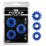 Набор эрекционных колец Chisa GK Power Cock Rings с рельефом, синие, 3 шт.