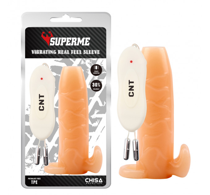 Насадка на член Chisa SuperMe Vibrating Real Feel Sleeve з вібрацією