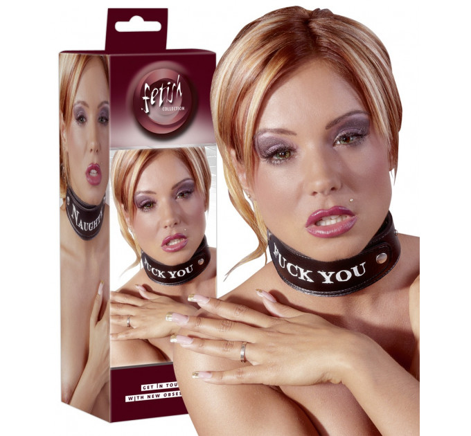 Ошейник широкий Fetish Fuck You черный