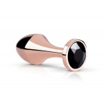 Анальная пробка с черным камнем Rosy Gold Nouveau золотая
