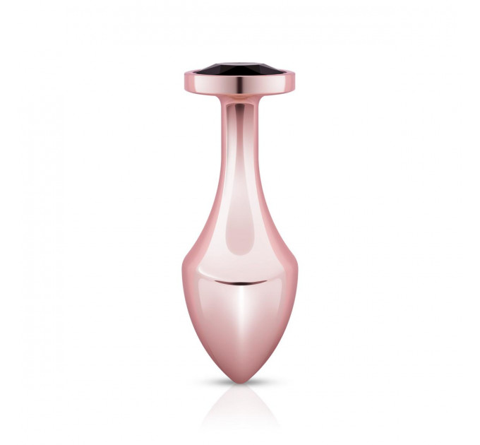 Анальная пробка с черным камнем Rosy Gold Nouveau золотая