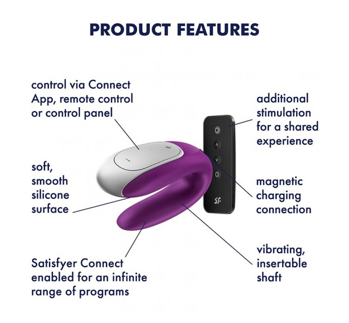 Вибратор для пар с фирменным пультом управления Satisfyer DOUBLE FUN VIOLET