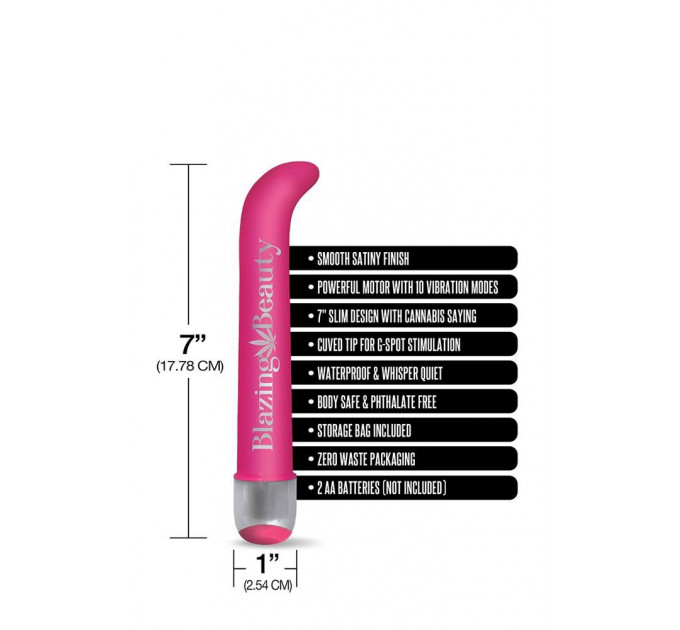 Вибратор Buzzed G-spot Vibe, ярко розовый, 17,7 см