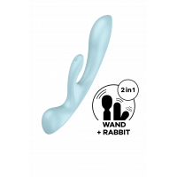Вібратор кролик Satisfyer Triple Oh з трьома моторами, блакитний