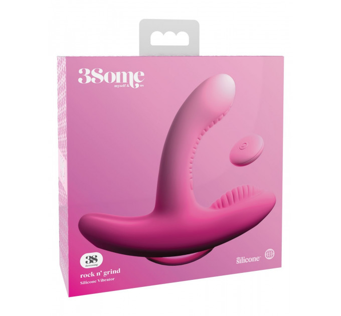 Вибратор для точки G и клитора Pipedream 3Some Rock N' Grind, розовый