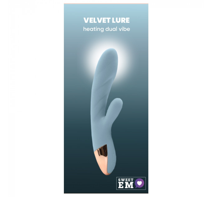 Вибратор кролик с функцией нагрева +10 режимов вибрации Sweet Em Velvet Lure, голубой