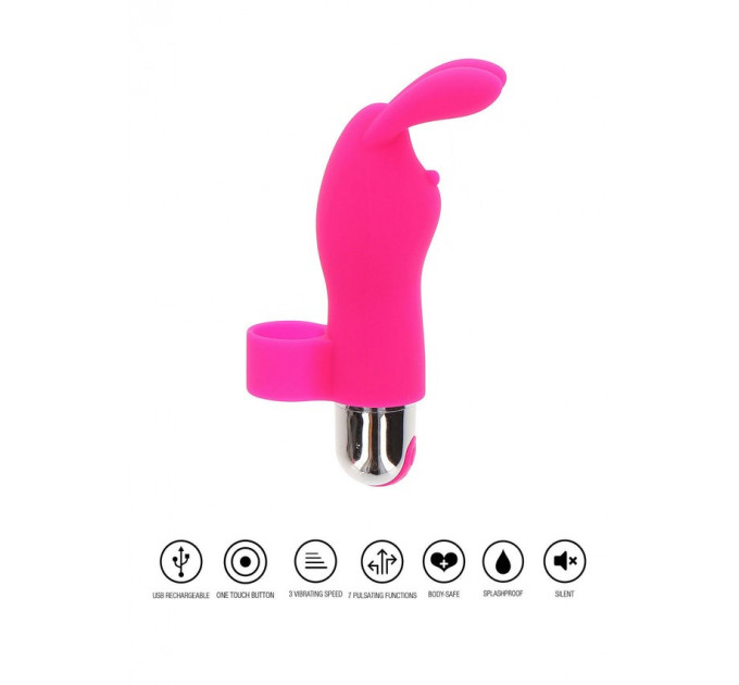 Вибратор на палец для клитора в виде кролика Toy Joy Bunny Pleaser Rechargeable розовый