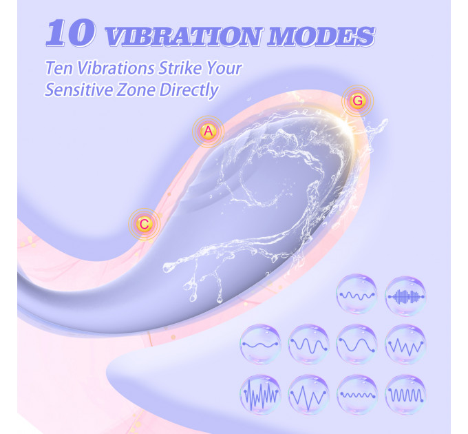 Виброяйцо Every Night Toys Letitia с дистанционным управлением, сиреневый, 10 режимов вибрации