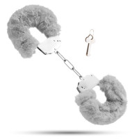 Наручники металлические Roomfun с толстым серым мехом S&M CuffS