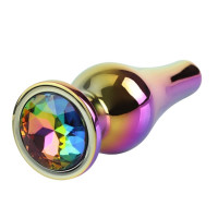 Анальна пробка класична різнокольорова CHISA MATRIX MONT з різнокольоровим каменем, 11.2 см, Φ3.5 см