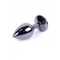 Анальная пробка с камнем Plug-Jewellery Dark Silver PLUG- Red размер S