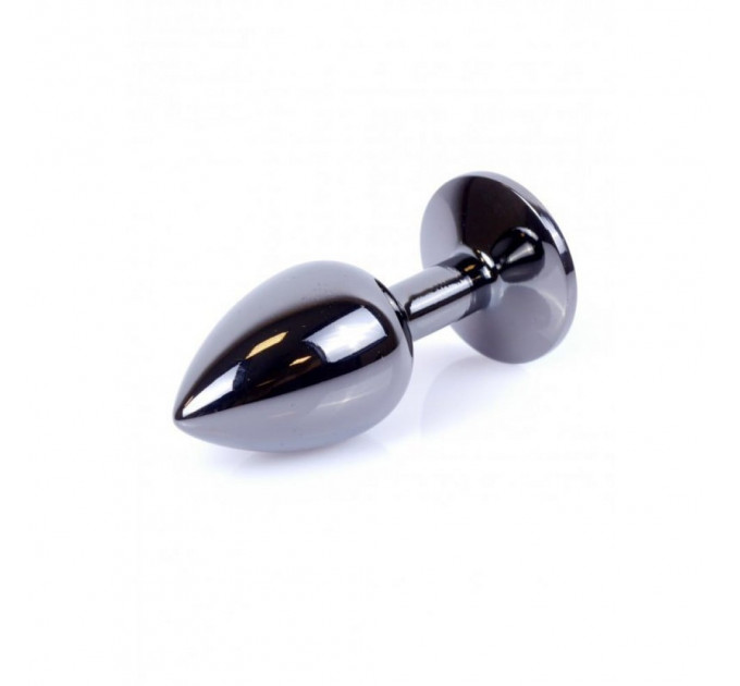 Анальная пробка с камнем Plug-Jewellery Dark Silver PLUG- Red размер S