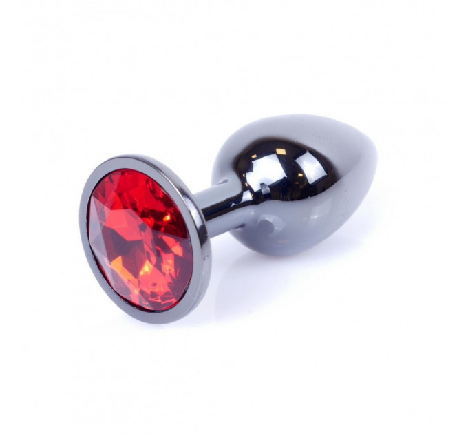 Анальная пробка с камнем Plug-Jewellery Dark Silver PLUG- Red размер S