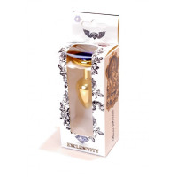 Анальная пробка с камнем Plug-Jewellery Dark Silver PLUG- Red размер S