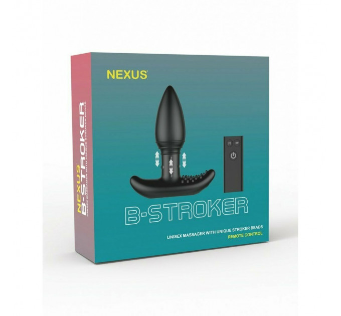 Анальная пробка с вибрацией Nexus с массирующими бусинами на ножке, черная, 11 х 4 см