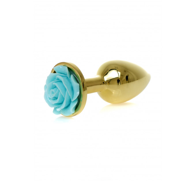 Анальная пробка с голубой розой Plug-Jewellery Gold PLUG ROSE- Light Blue