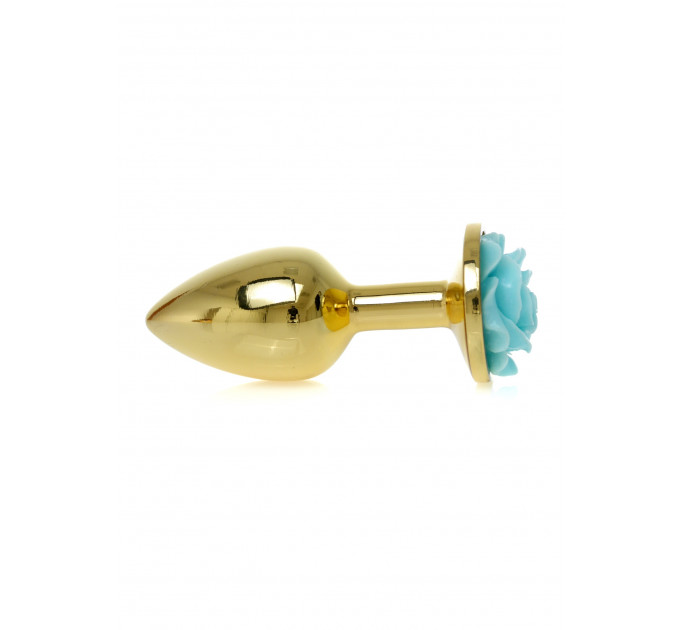 Анальная пробка с голубой розой Plug-Jewellery Gold PLUG ROSE- Light Blue