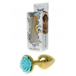 Анальная пробка с голубой розой Plug-Jewellery Gold PLUG ROSE- Light Blue