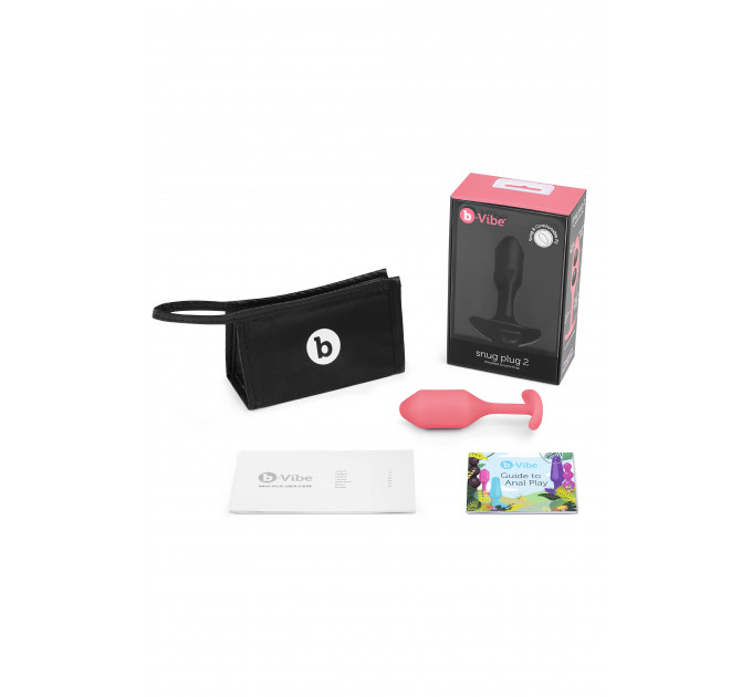 Бесшовная силиконовая анальная пробка с утяжелением B-Vibe - Snug Plug 2 коралловая