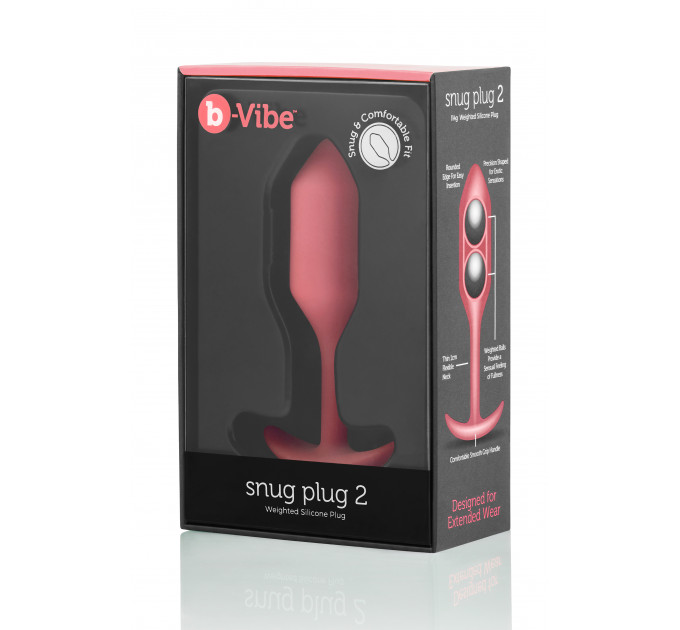 Бесшовная силиконовая анальная пробка с утяжелением B-Vibe - Snug Plug 2 коралловая