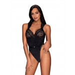 Элегантное сексуальное боди Obsessive Elisetta черное, L/XL