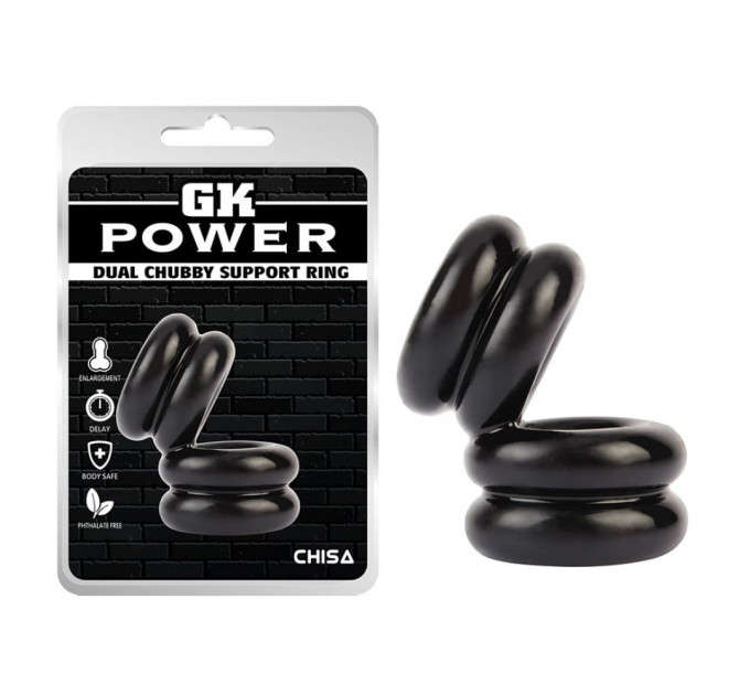 Двойное эрекционное кольцо Chisa GK Power Dual Chubby Support Ring, черный