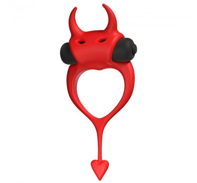 Эрекционное кольцо в виде дьявола Adrien Lastic Devol Cock Ring с вибрацией, красное