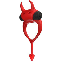 Эрекционное кольцо в виде дьявола Adrien Lastic Devol Cock Ring с вибрацией, красное