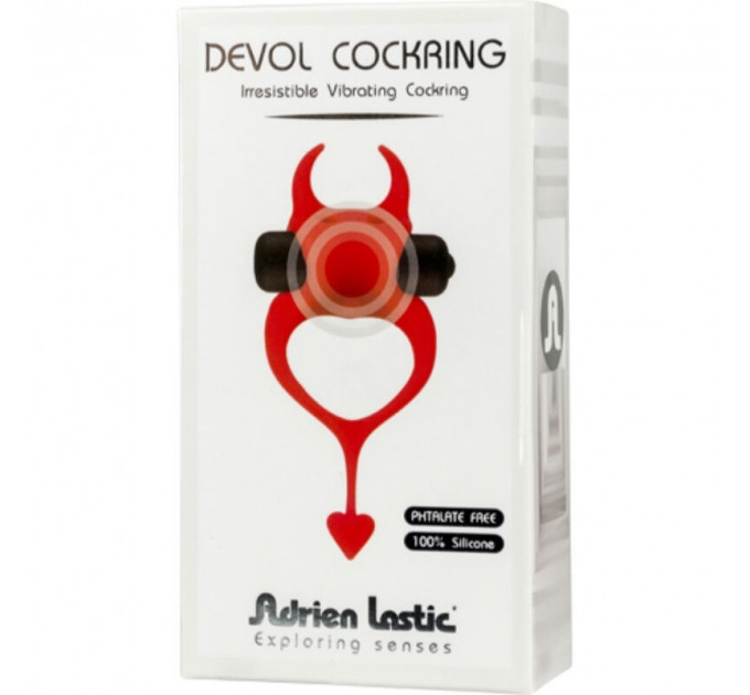 Эрекционное кольцо в виде дьявола Adrien Lastic Devol Cock Ring с вибрацией, красное