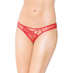 Эротические стринги SoftLinе Thongs 2441 с кружевом и цветочным рисунком, красные, S/M