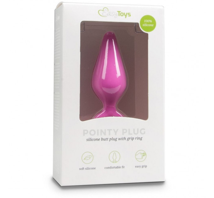 Анальная пробка со стоппером-кольцом Easytoys, силиконовая, розовая