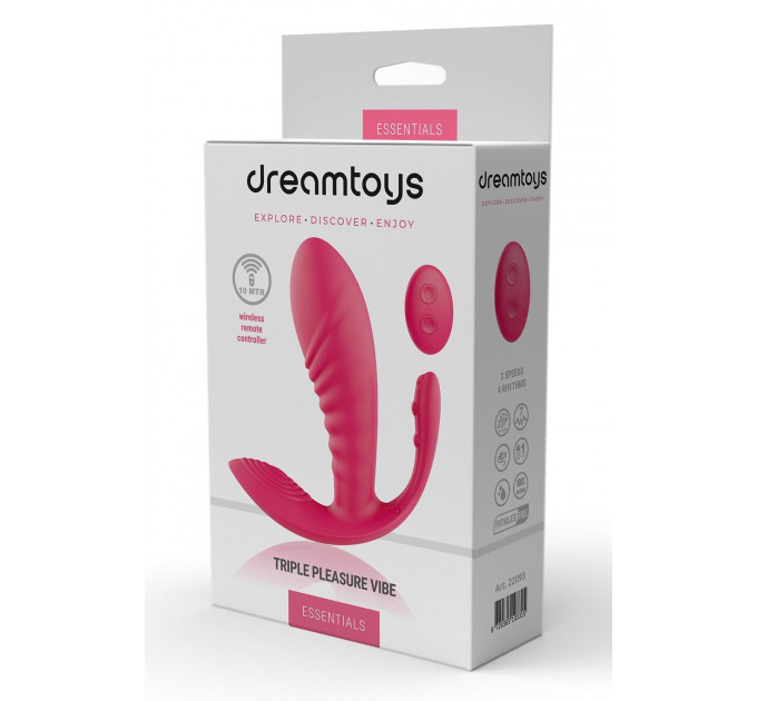 Масажер-вібратор рельєфний Dream Toys Essentials з потрійною стимуляцією, червоний