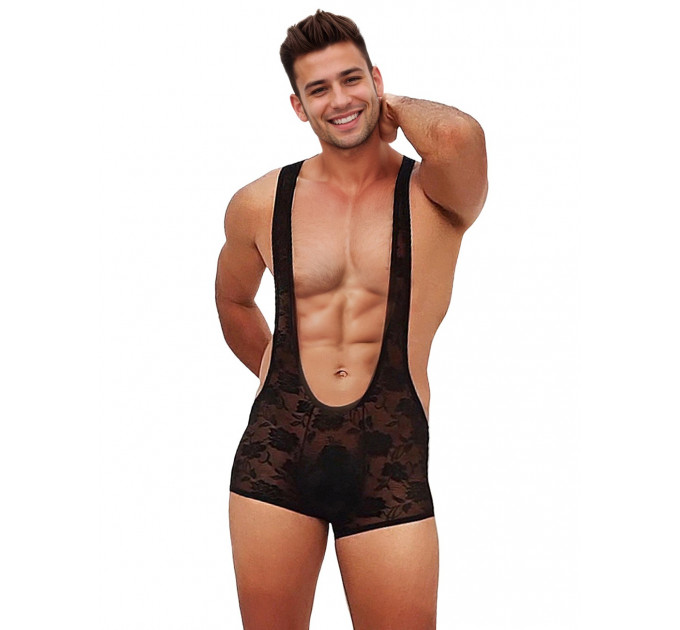 Чоловічий комбінезон-шорти Star Night мереживний, чорний, XL