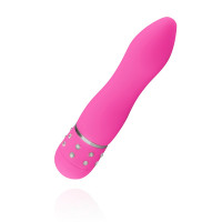 Міні-вібратор зі стразами Easytoys, рожевий, 11.4 х 2.4 см