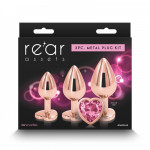 Набір анальних пробок з каменем Rear Assets Trainer Kit Heart Pink