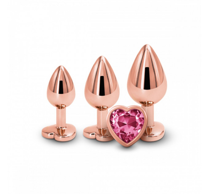 Набір анальних пробок з каменем Rear Assets Trainer Kit Heart Pink