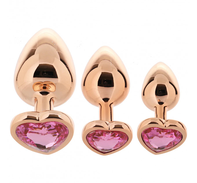 Набір анальних пробок з каменем Rear Assets Trainer Kit Heart Pink