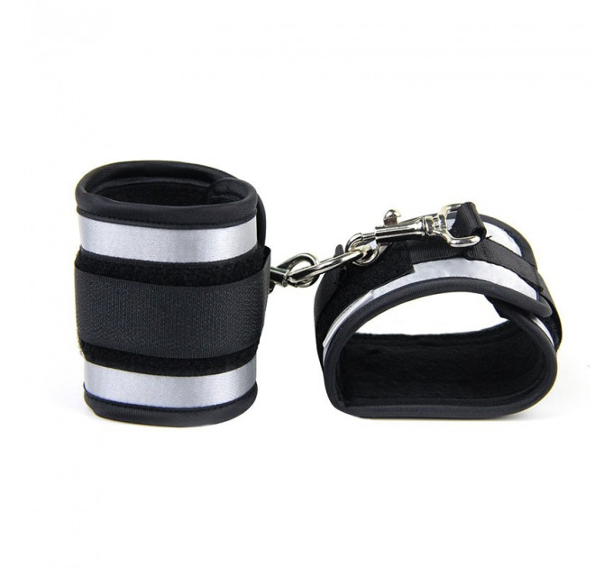 Набір БДСМ Roomfun Bedroom Restraint Kit фіксатори, батіг, кляп, маска, чорний-сірий
