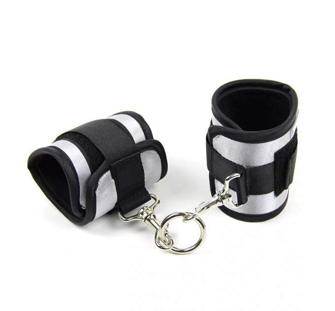 Набір БДСМ Roomfun Bedroom Restraint Kit фіксатори, батіг, кляп, маска, чорний-сірий
