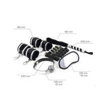 Набор БДСМ Roomfun Bedroom Restraint Kit фиксаторы, кнут, кляп, маска, черный-серый