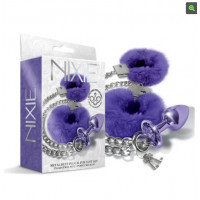 Набор Global Novelties NIXIE METAL BUTT PLUG & FURRY HANDCUFF SET, MEDIUM, PURPLE METALLIC