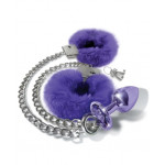 Набор Global Novelties NIXIE METAL BUTT PLUG & FURRY HANDCUFF SET, MEDIUM, PURPLE METALLIC