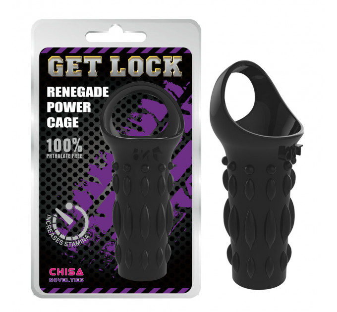 Насадка с кольцом для мошонки Chisa Get Lock Renegade Power Cage, черная