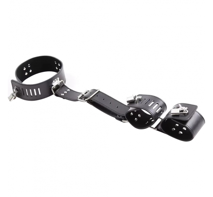 Ошейник с наручниками DS Fetish Collar with handscuff black