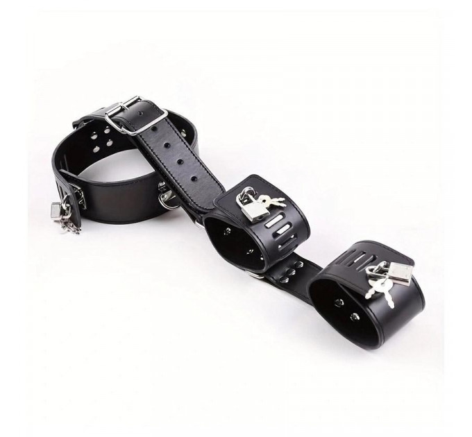 Ошейник с наручниками DS Fetish Collar with handscuff black